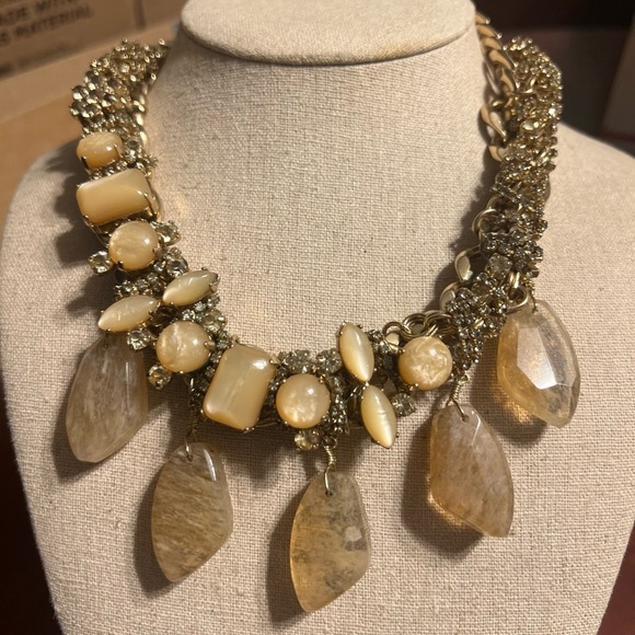 Stella & Dot Jacqueline Statement Necklace RRP$228 Crystal Gold tone VTG rare - Picture 5 of 11